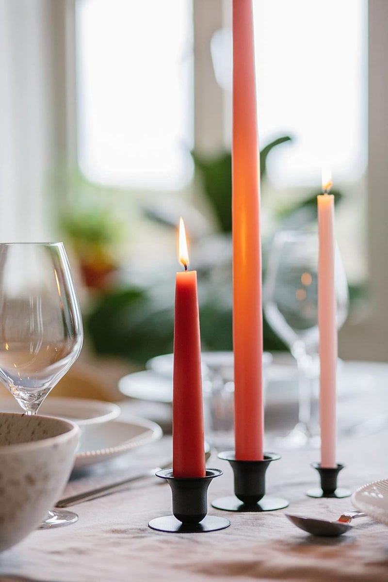 Kunstindustrien ® Taper Candles – Set of 4, 13.8" – Made in Denmark, Long Burning Candles 15h, Unscented & Smokeless Candlesticks – Elegant Tall Candles for Weddings, Dinners & Home Decor (Dark Red) - Image 5